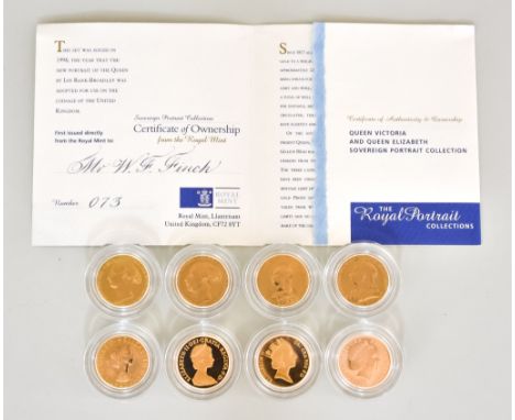 The Royal Sovereign Portrait Collection, set of eight, comprising - Victoria 1870, Sydney Mint, (fair/fine), Victoria 1881 (f
