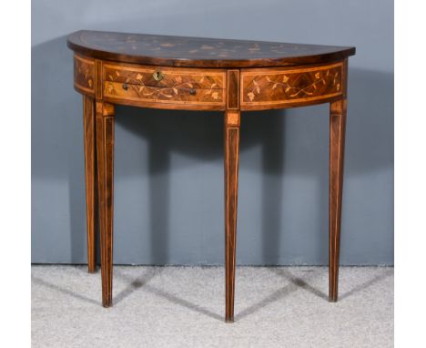 A Late 19th/Early 20th Century Dutch Rosewood and Marquetry Semi-Circular Dressing Table, the top and frieze inlaid with flor