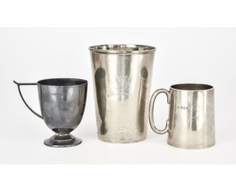 A George III Silver Beaker and Two Silver Christening Mugs, the beaker by Thomas Phipps &amp; Edward Robinson, London, 1799, 