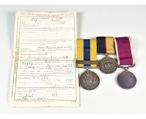 A Group of Three Medals to Private E. Lay, Grenadier Guards No. 3429, comprising - the Khedives Sudan Medal with Khartoum Bar