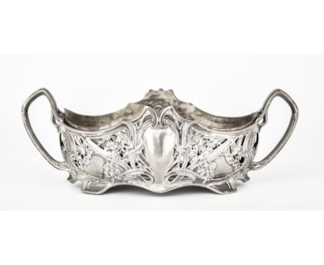 A German Silvery Metal Oval Two-Handled Jardiniere or Centrepiece, by Lazarus Posen of Berlin and Frankfurt, 800 standard, of