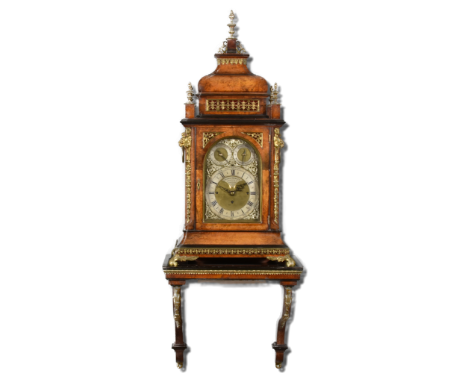 A 19th Century Burr Walnut, Ebonised and Gilt Brass Mounted Bracket Clock by Thomas Mercer, London and St Albans, the 8ins ar