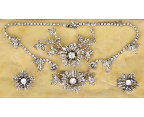 A Paste Set of Tremblant Costume Jewellery, by Mitchel Mayer for Christian Dior, comprising - tremblant floral necklace with 