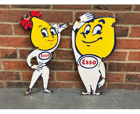         Summary:Esso Mr and Mrs Drip Enamel Signs 27 x 51cm 