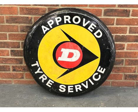         Summary:Dunlop Approved Tyre Services Aluminium Convex Sign 77cm Dia 