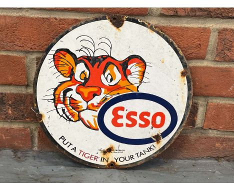         Summary:Esso Put A Tiger In Your Tank Enamel Sign 30cm Dia 