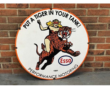         Summary:Esso “Put A Tiger In Your Tank” Circular Enamel Circular Sign 76cm Dia 