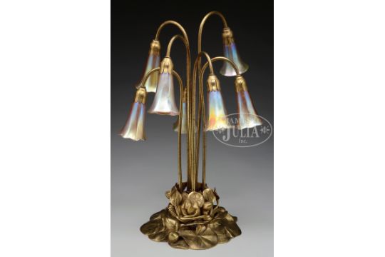 TIFFANY STUDIOS SEVEN LIGHT LILY LAMP WILKINSON LILY POND TABLE LAMP