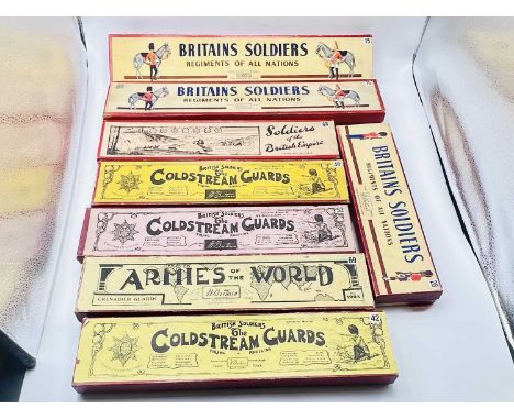 Britains - Empty Boxes, comprising: 5 x Pre War Issue Empty Britains Figure Boxes, Includes: Set 120 - Coldstream Guards, Set