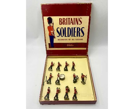 Britains Set 2114 - Band of the Line [Final Version -1956 - 59 Only] comprising: Drum Major &amp; 11x Marching Bandsmen Playi