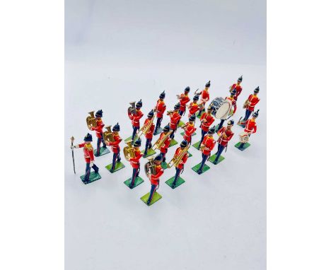 Britains - Set 1458 - Band of the Middlesex Regiment,1936-41, comprising: Marching Drum Major &amp; 21 x Marching Bandsmen Pl