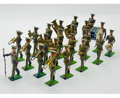 Britains - Set 1302 - United States Military Band [1938 version], comprising: Marching Drum Major &amp; 20 x Bandsmen Marchin