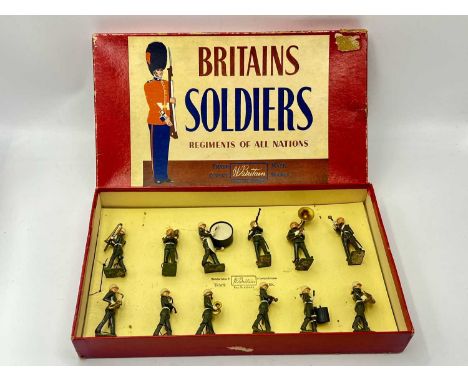 Britains - Set 2117 - United States Infantry Band, [1956 version], comprising: Marching Drum Major &amp; 11 Marching Bandsmen