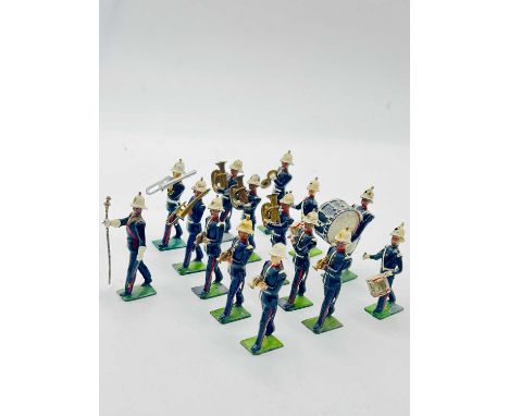 Britains - Set 1291 - Band of the Royal Marines [Pre/Post War Issues], comprising: Marching Drum Major, Bass Drummer &amp; 10
