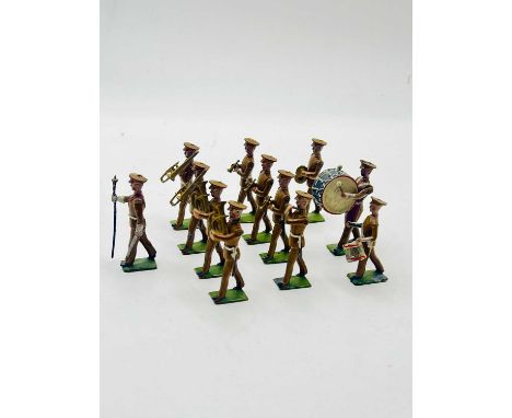 Britains - Set 1290 - British Military Band in Service Dress, 1934 - 41 only, comprising: Drum Major &amp; 11 x Marching Band