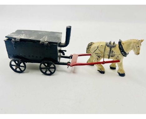 Charbens - from Road Menders Set - now comprising: Horse Drawn Tar Boiler with Hinged Lid. Some paint chipping otherwise gene