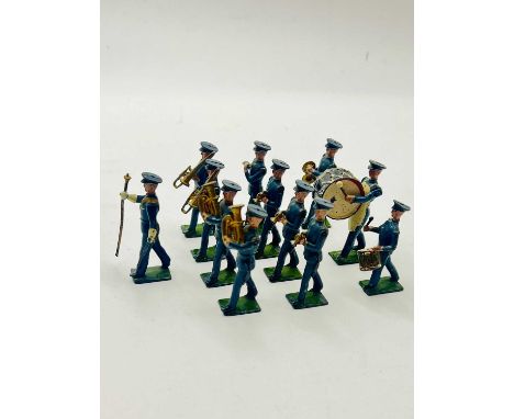 Britains - Set 1527 - Band of the R.A.F. Post War version, comprising: 1 x Drum Major &amp; 11 x Marching Bandsmen playing va