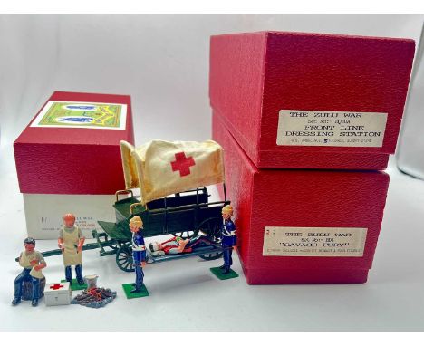 Trophy Miniatures - Zulu War Series, comprising: Set BD4 - "Savage Fury" [Battle Diorama - Redoubt &amp; 4 x Figures], Set EQ
