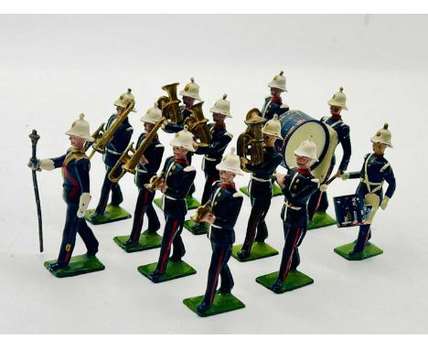 Britains - Set 2153 - Band of the Royal Marines [1957 version], comprising: 1 x Drum Major &amp; 11 x Musicians Playing Vario
