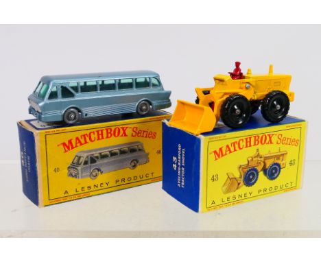 Matchbox - A pair of boxed Matchbox Regular Wheels diecast model vehicles. Lot consists of Matchbox 40b Leyland Tiger Coach -