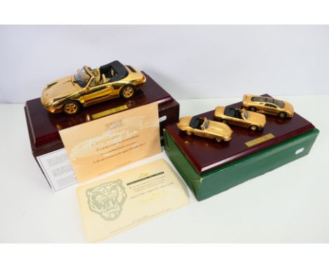 Tag - Gwilo - A limited edition set of 22ct gold plated Jaguar cars in 1/38 scale, E Type, XJS and XJ220, they come with a ce