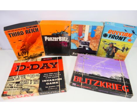 Avalon Hill - Wargaming - 6 x boxed game sets, D-Day # 508, Blitzkrieg # 700, Russian Front # 865, Fortress Europa # 828, Pan