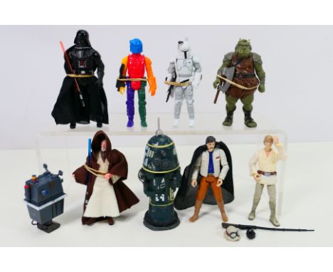 Star Wars - A group of unboxed figures including Obi-Wan Kenobi, Luke Skywalker, Darth Vader, Biggs Darklighter, Power Droid 