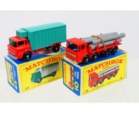 Matchbox - A pair of boxed Matchbox Regular Wheels trucks. Lot consists Matchbox 10d Leyland Pipe Truck with #44c GMC Refrige