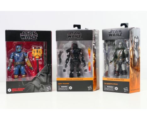 Star Wars - Hasbro - The Black Series - 3 x boxed figures, The Mandalorian # E9358, Heavy Infantry Mandalorian # E6996 and Da