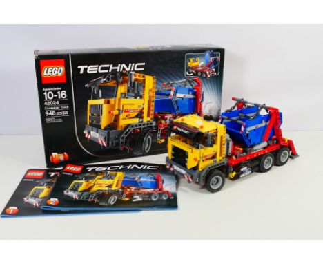 Lego - Lego Technic Container / skip lorry #42024 built set, with box and instructions. Battery pack behind cab with moving a