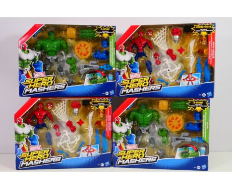 Marvel Super Hero Mashers - 4 x Super Hero Mashers sets, 2 x Hulk # B0678 and 2 x Spider-man # B0679. They appear unopened an