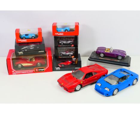 Bburago - Hot Wheels - Brumm - A group of vehicles including an unboxed Ferrari 288 GTO in 1/16 scale, a boxed Corvette in 1/