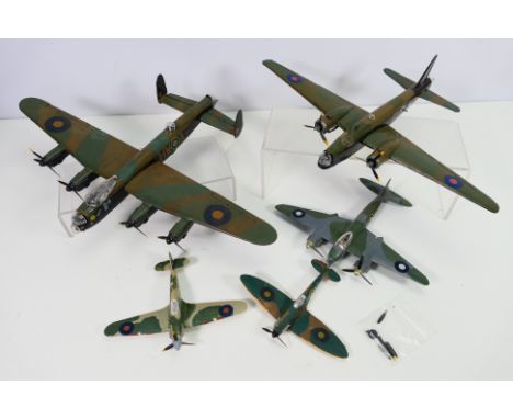 Airfix - A group of built up WWII aircraft models including Avro Lancaster, DeHavilland Mosquito, Supermarine Spitfire and ot