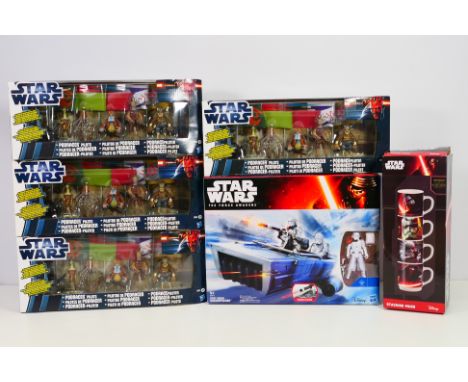 Star Wars - A Force Awakens First Order Snowspeeder # B3673, 4 x Podracer Pilots # 39611 and a set of Stacking Mugs. The Mug 