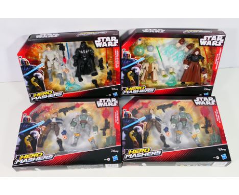 Star Wars Hero Mashers - 4 x Mashers sets, Luke Skywalker Vs Darth Vader # B3829, Yoda Vs Emperor Palpatine # B3830, and 2 x 