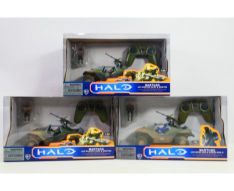 Halo - Factory sealed - 3 x boxed radio control Halo Warthog with Master Chief & Arbiter models # 272907. They appear unopene