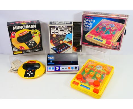 Grandstand - Tomy - Other - Three boxed vintage hand hel;d games, comprising of Grandstand Munchman, Entex Arcade Super Cobra