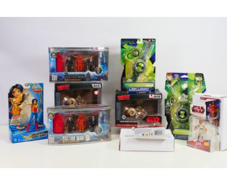 Star Wars - Dr Who - Ben 10 - A group of toys including DC Super Hero Girls Wonder Woman, Tusken Raider wit Bantha and more, 