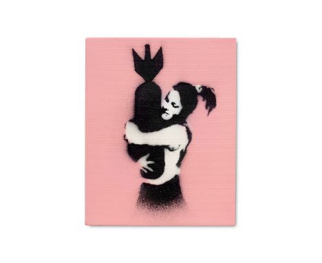 Banksy (B. 1975)Bomb Love 2002 tagged on the turnover edgespray paint on canvas25.4 by 20.3 cm.10 by 8 in.This work was execu