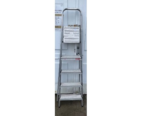 An ABRU branded set of 4 step HANDY household aluminium ladders
