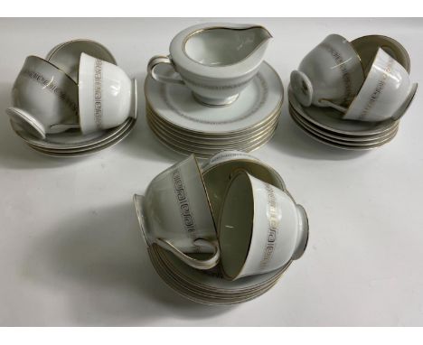 Part 1960s NORITAKE ATHENA tea service with 9 cups (one with very small chip in rim), 10 saucers, 6 side plates and 1 milk ju