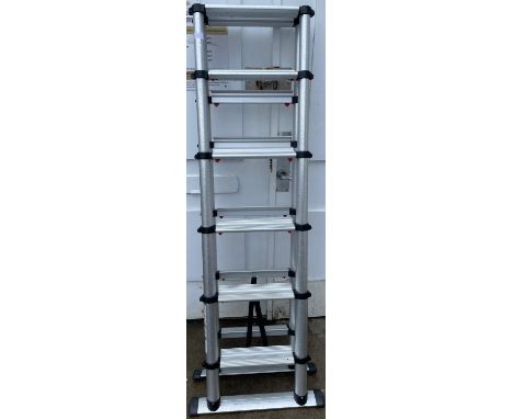 A set of TELESTEPS OF SWEDEN telescopic aluminium 6 step A frame ladders which extend 1.7m