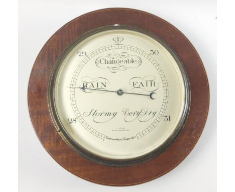 A large wooden wall-mounted BAROMETER by J LIZARS of Glasgow, Edinburgh etc, stamped 2555 to the back, diameter measures appr
