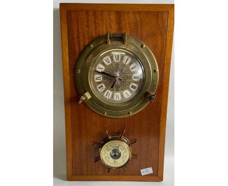 A nice brass clock and barometer 55cm x 33cm