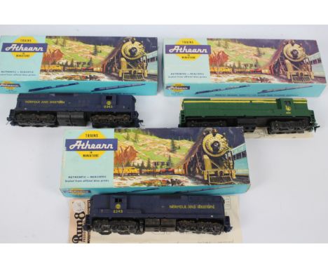Athearn - Three boxed HO gauge American diesel road locomotive kits from Athearn. Lot includes two EMD SD-9 locos, with a H24