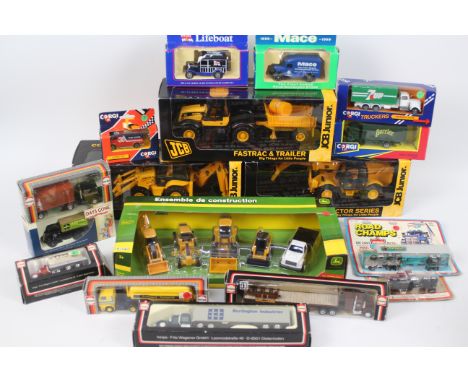 Road Champs, JCB Herpa, Corgi Juniors, Lledo - A mixed boxed collection of diecast and plastic model vehicles in various scal