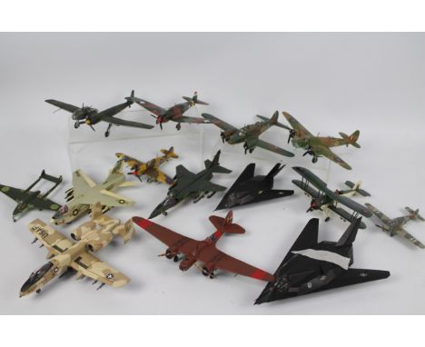 Airfix - A collection of 12 x pre built aircraft kit models in various scales including A10 Thunderbolt, F-117 Nighthawk, Blo
