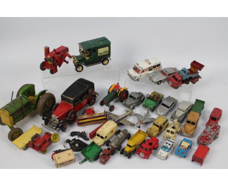 Dinky Toys, Corgi, Franklin Mint, Mettoy, Others - An unboxed collection of playworn diecast and tinplate model vehicles. Lot