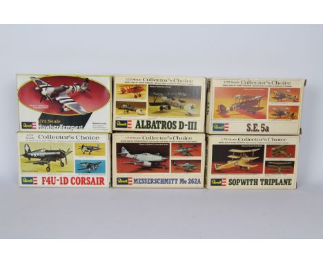 Revell - A squadron of six boxed 1:72 scale plastic model military aircraft kits by Revell. Lot includes Revell H61 F4U-1D Co