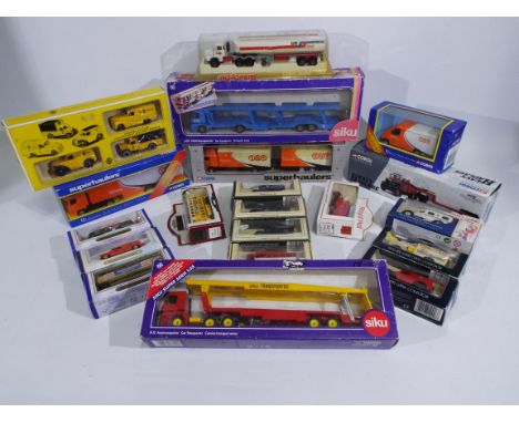 Majorette, Corgi, Siku, Lledo  - A boxed group of diecast vehicles in various scales. Lot includes Majorette #3040 Scania ELF